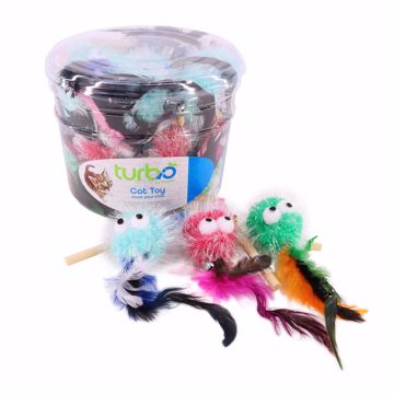 Picture of 33 CT. MONSTER WAND WITH FEATHERS  - BULK CAT TOY BIN