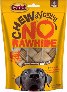 Picture of 3 CT. CHEWALICIOUS NATURAL MEDIUM BRAID CHEWS - CHICKEN