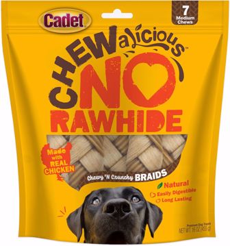 Picture of 7 CT. CHEWALICIOUS NATURAL MEDIUM BRAID CHEWS - CHICKEN