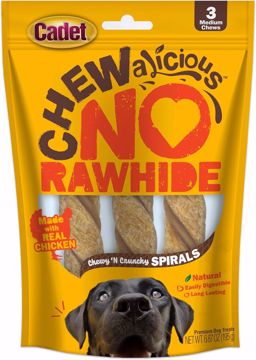 Picture of 3 CT. CHEWALICIOUS NATURAL MEDIUM SPIRAL CHEWS - CHICKEN