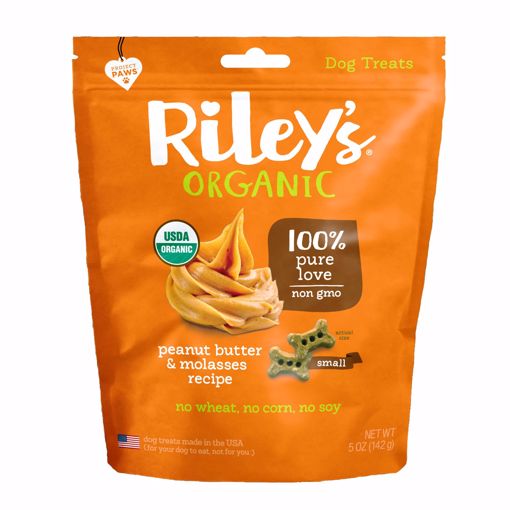 Picture of 5 OZ. RILEYS ORGANIC SMALL BONE - PEANUT BUTTER & MOLASSES