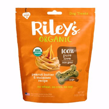 Picture of 5 OZ. RILEYS ORGANIC LARGE BONE - PEANUT BUTTER & MOLASSES