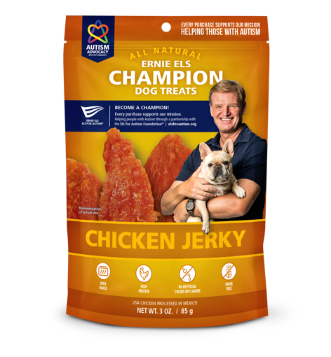 Picture of 3.2 OZ. ERNIE ELS CHAMPION DOG TREATS - CHICKEN JERKY