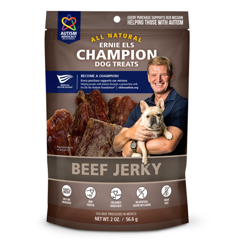 Picture of 2 OZ. ERNIE ELS CHAMPION DOG TREATS  - BEEF JERKY