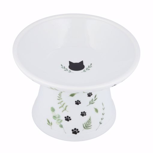 Picture of EXTRA WIDE RAISED CAT FOOD BOWL - GO GREEN